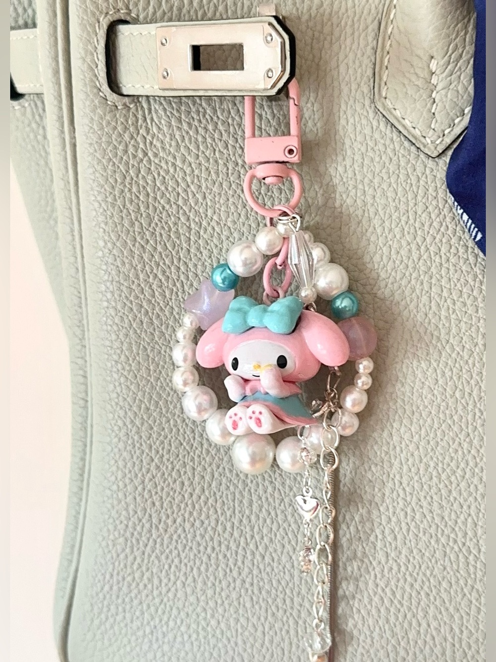 Handmade My Melody Pearl Beaded Keychain